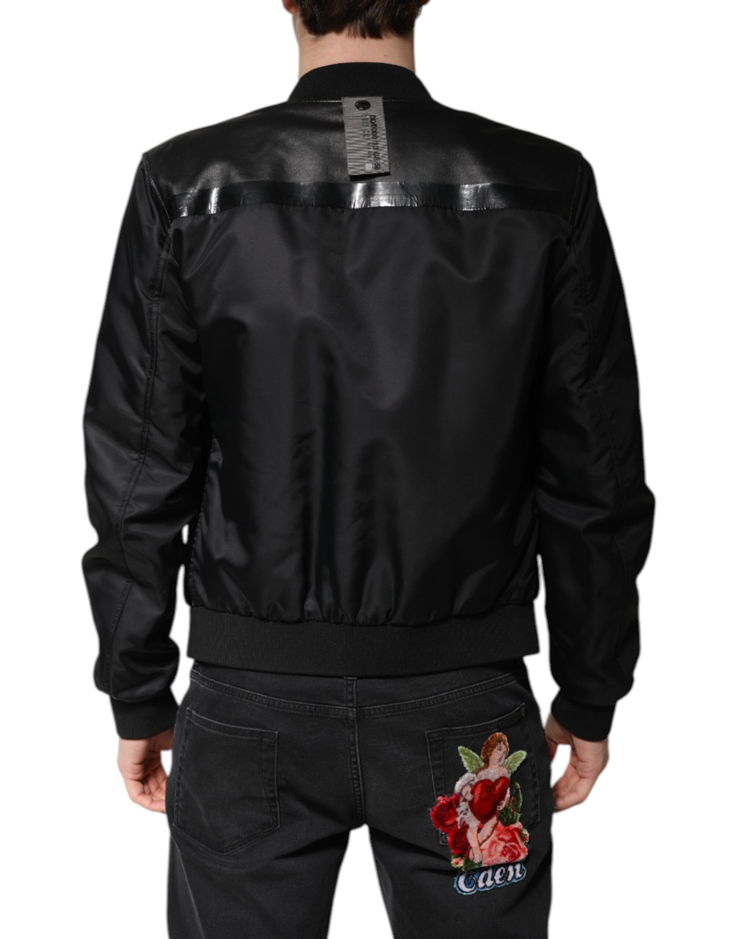 Dolce &amp; Gabbana – Bikerjacke aus schwarzem Lammleder mit durchgehendem Reißverschluss