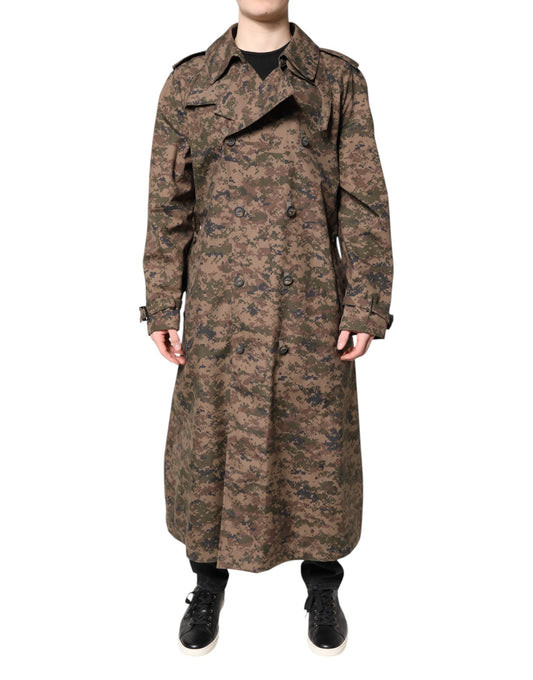 Dolce &amp; Gabbana – Mehrfarbige, zweireihige Camouflage-Manteljacke