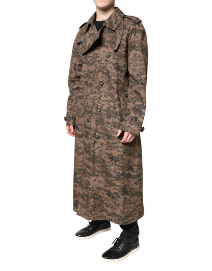 Dolce &amp; Gabbana – Mehrfarbige, zweireihige Camouflage-Manteljacke