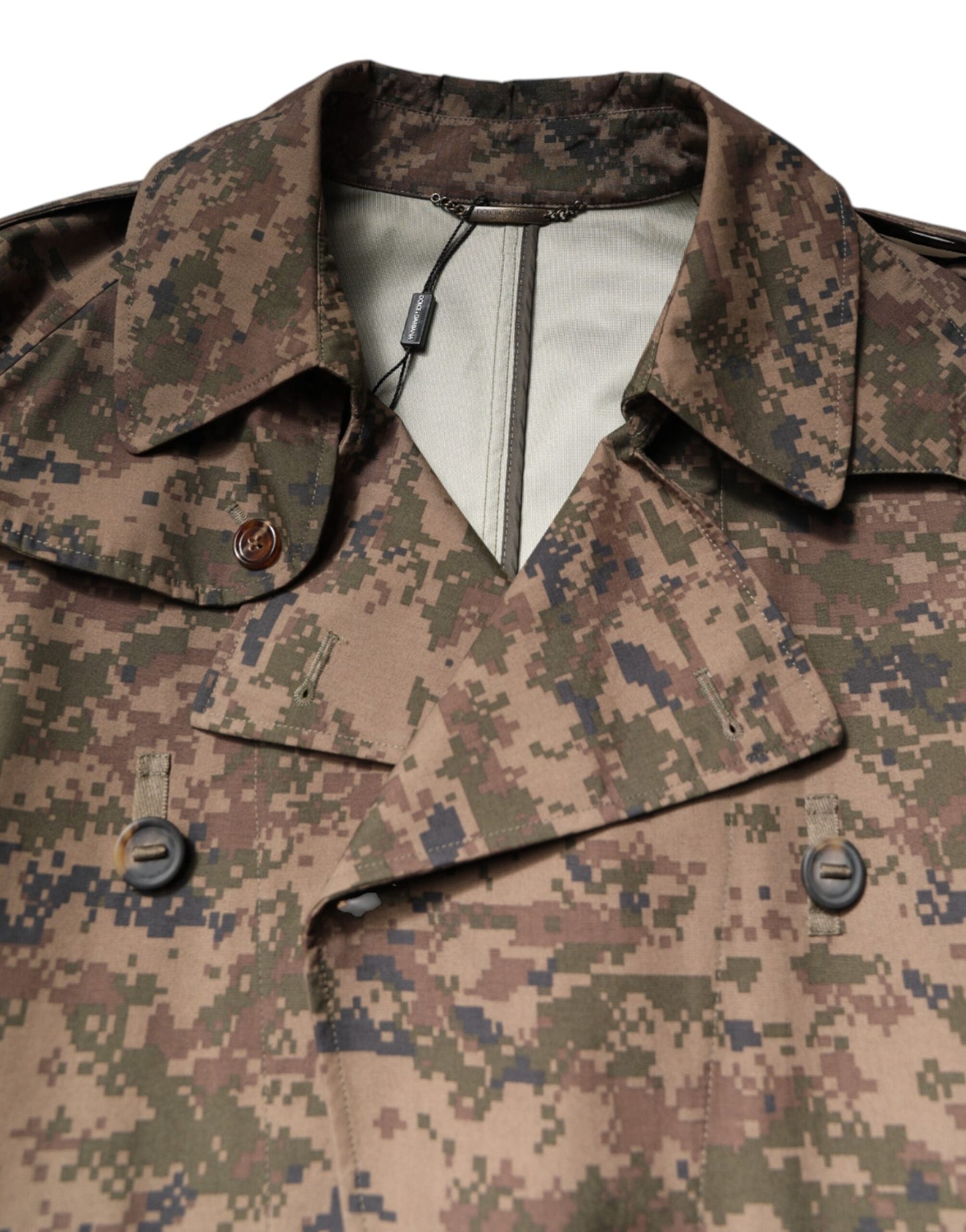 Dolce &amp; Gabbana – Mehrfarbige, zweireihige Camouflage-Manteljacke