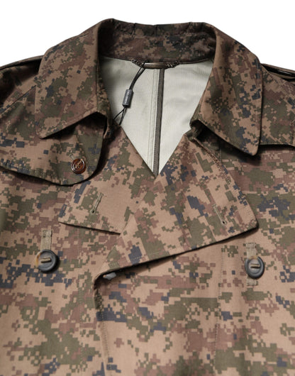Dolce &amp; Gabbana – Mehrfarbige, zweireihige Camouflage-Manteljacke