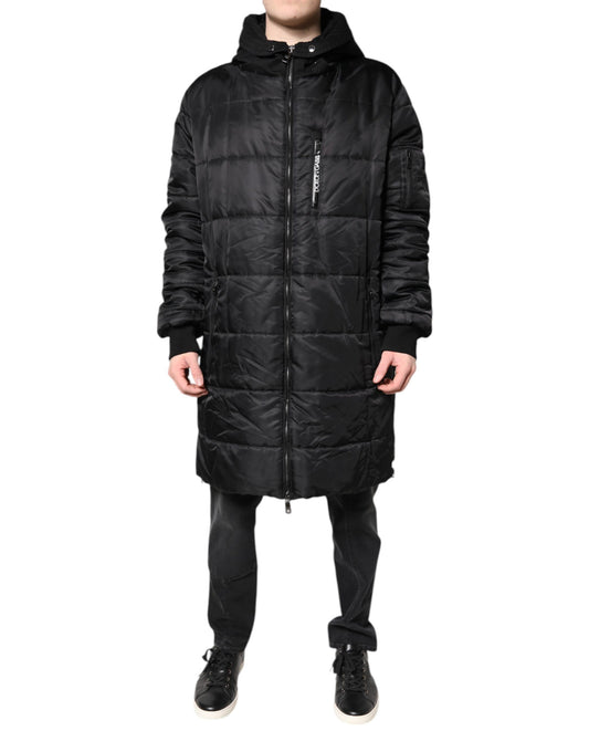 Dolce &amp; Gabbana Schwarzer Parka mit Kapuze, Winterjacke