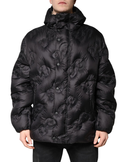 Dolce &amp; Gabbana Schwarzer Parka mit Kapuze, Winterjacke