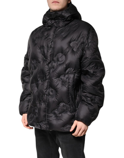 Dolce &amp; Gabbana Schwarzer Parka mit Kapuze, Winterjacke