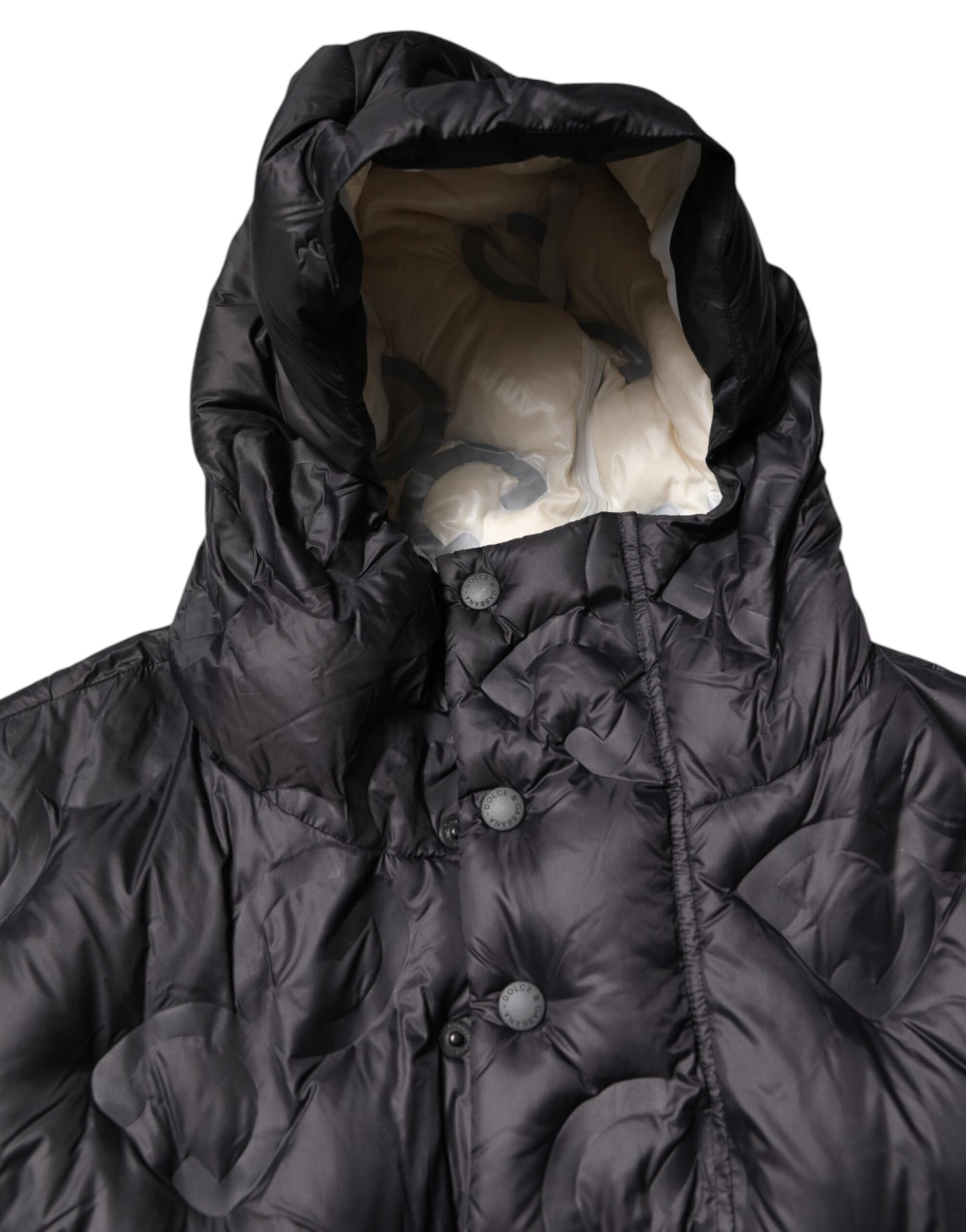 Dolce &amp; Gabbana Schwarzer Parka mit Kapuze, Winterjacke