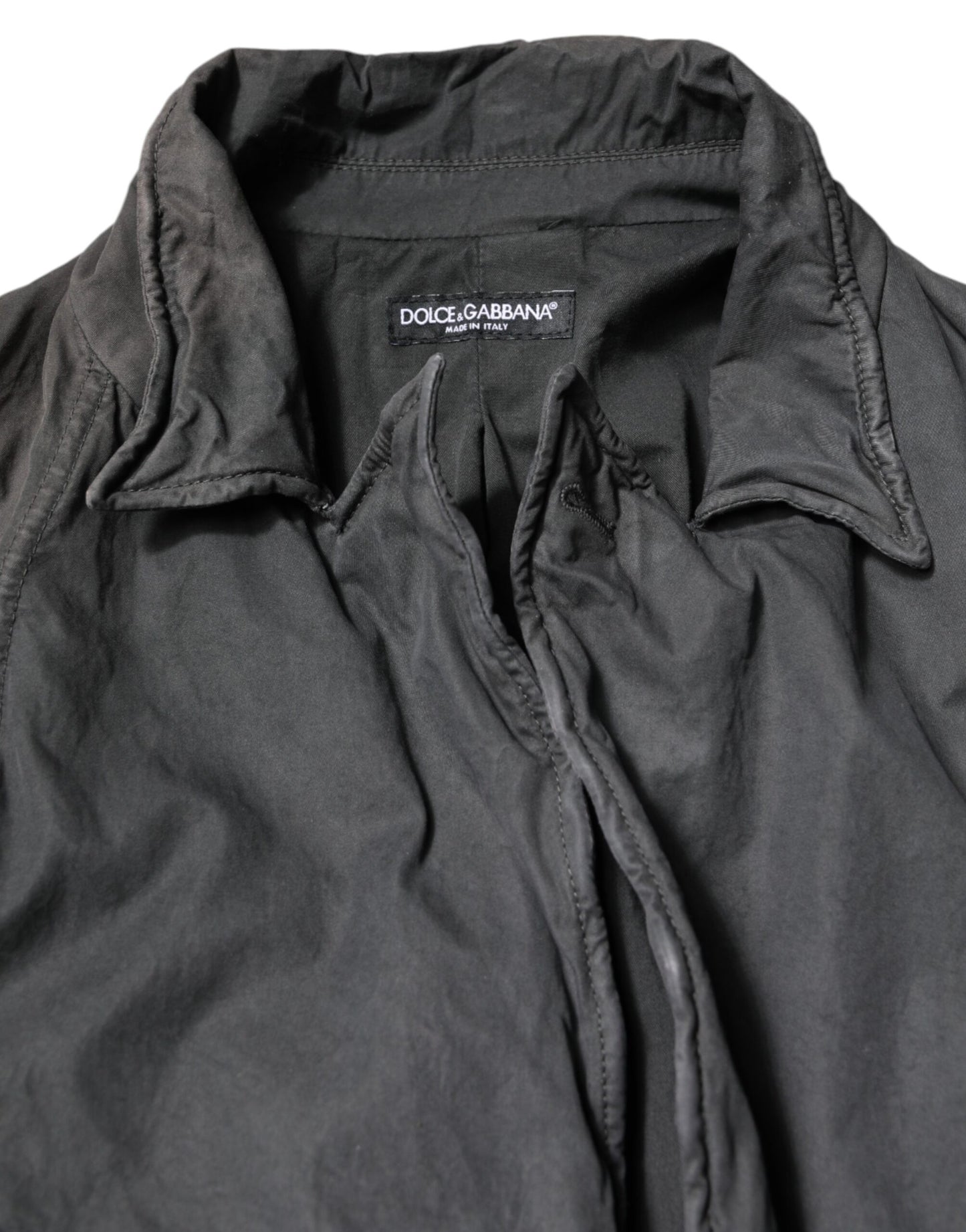 Dolce &amp; Gabbana – Schwarze Manteljacke aus massiver Baumwolle mit Kragen