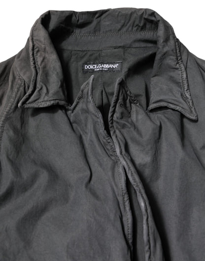 Dolce &amp; Gabbana – Schwarze Manteljacke aus massiver Baumwolle mit Kragen