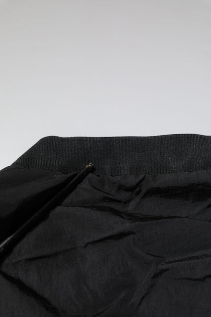Dolce &amp; Gabbana – Schwarze Bomberjacke aus Nylon mit durchgehendem Reißverschluss und Logo