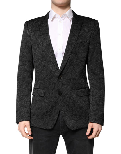 Dolce &amp; Gabbana Schwarzer MARTINI Brokat-Einreiher-Blazer