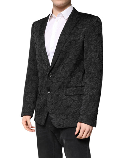 Dolce &amp; Gabbana Schwarzer MARTINI Brokat-Einreiher-Blazer