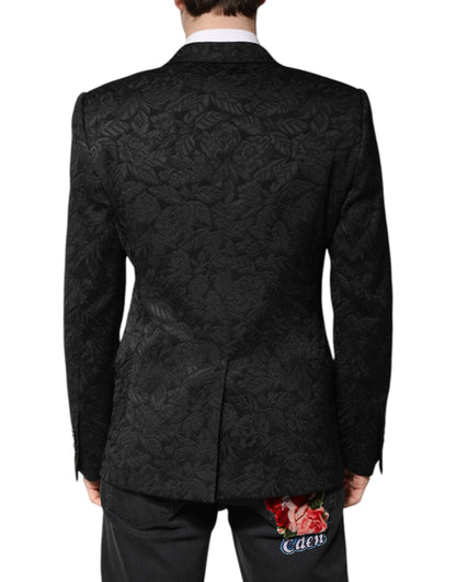 Dolce &amp; Gabbana Schwarzer MARTINI Brokat-Einreiher-Blazer