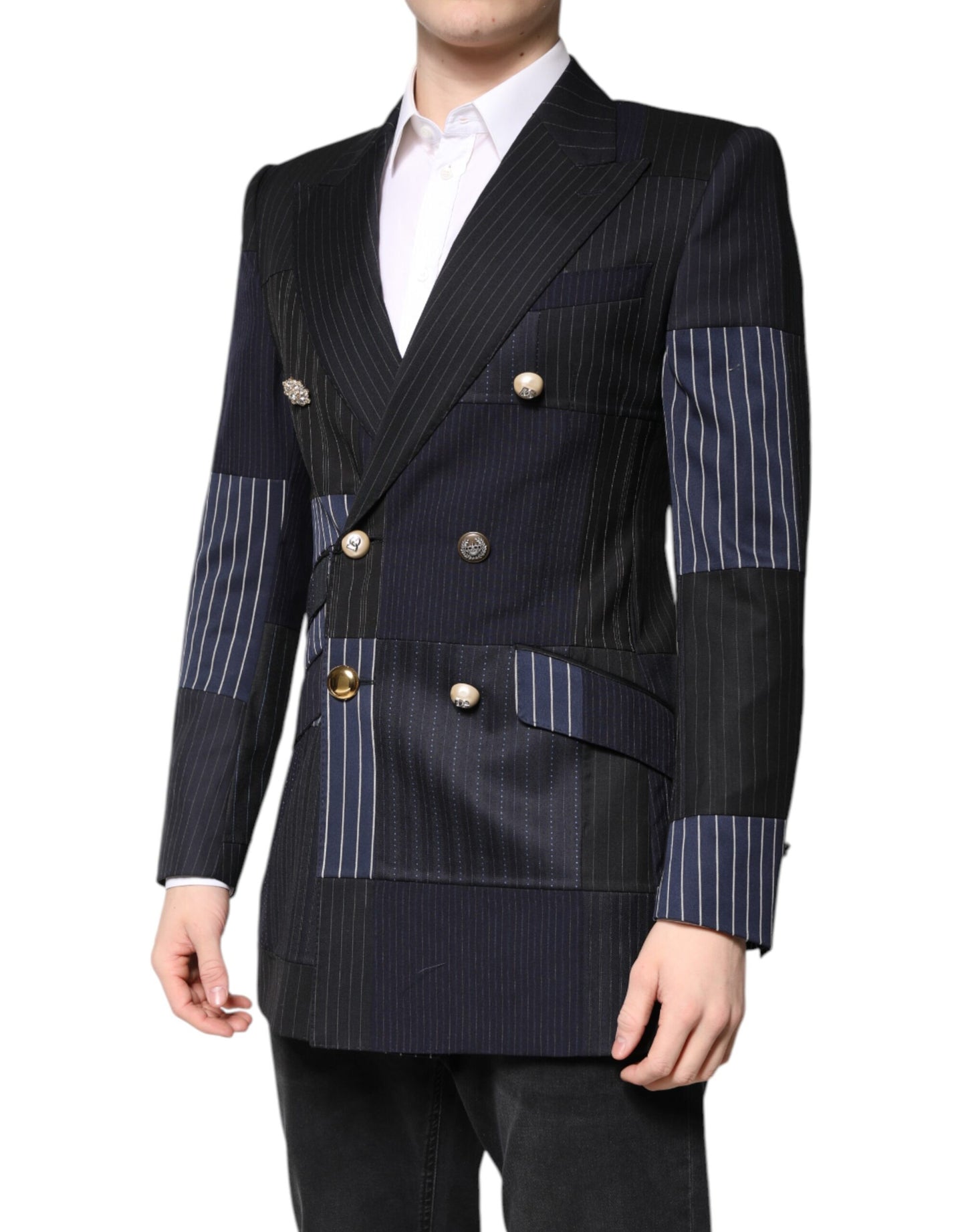 Dolce &amp; Gabbana Multicolor Patchwork Jacke Mantel Anzug Blazer