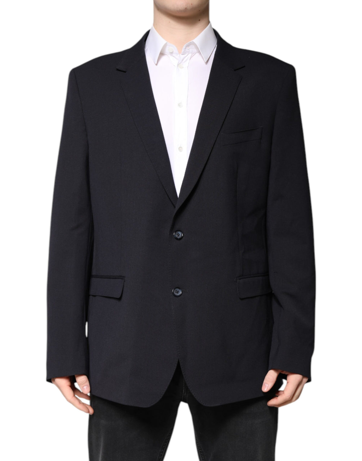 Dolce &amp; Gabbana – Einreihiger Blazer aus dunkelblauer Wolle