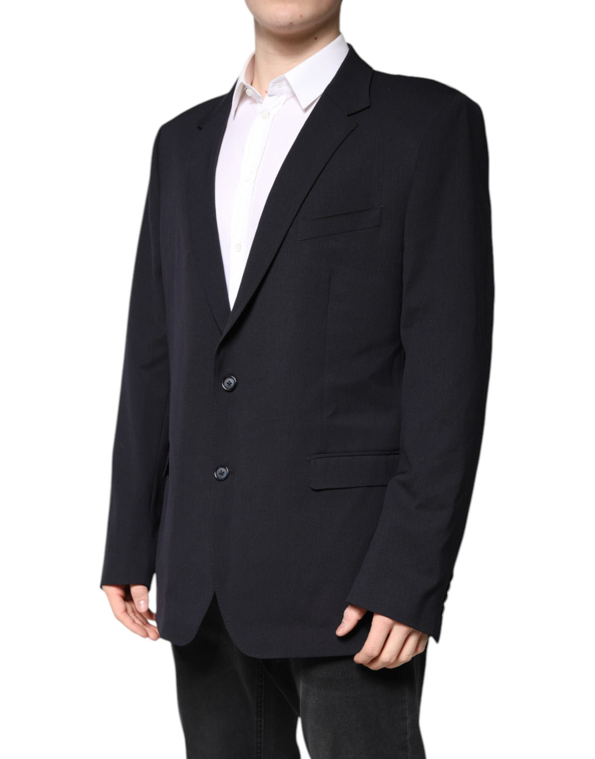 Dolce &amp; Gabbana – Einreihiger Blazer aus dunkelblauer Wolle