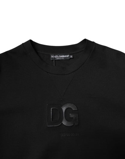 Dolce &amp; Gabbana – Schwarzer Pullover mit Rundhalsausschnitt aus Baumwolle DG