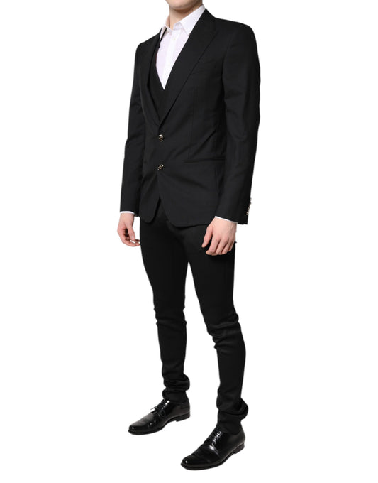 Dolce &amp; Gabbana – Schwarzer, einreihiger, formeller Blazer mit Weste