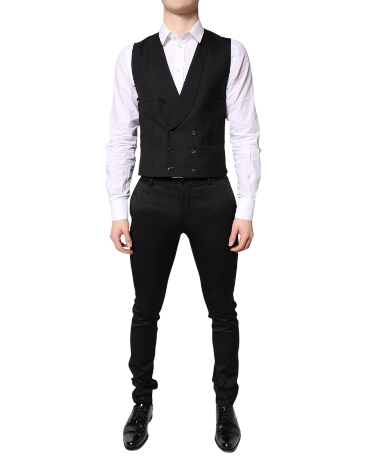 Dolce &amp; Gabbana – Schwarzer, einreihiger, formeller Blazer mit Weste