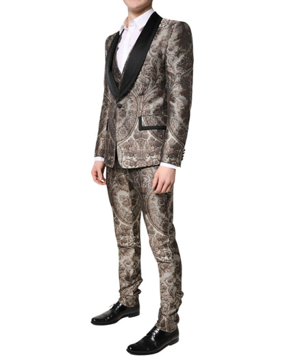 Dolce &amp; Gabbana – Mehrfarbiger, einreihiger 3-teiliger Jacquard-Anzug
