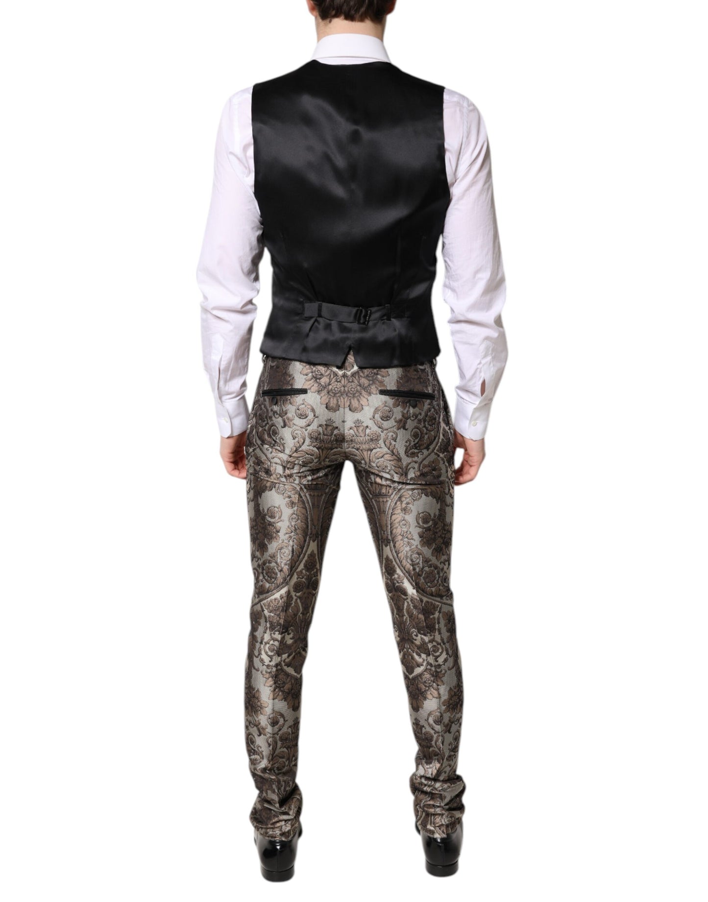 Dolce &amp; Gabbana – Mehrfarbiger, einreihiger 3-teiliger Jacquard-Anzug