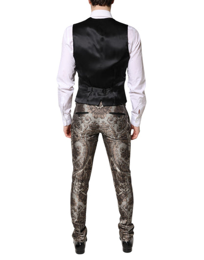 Dolce &amp; Gabbana – Mehrfarbiger, einreihiger 3-teiliger Jacquard-Anzug