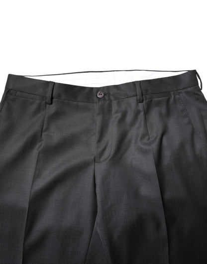 Dolce &amp; Gabbana – Einreihiger, zweiteiliger Anzug aus dunkelgrauer Wolle