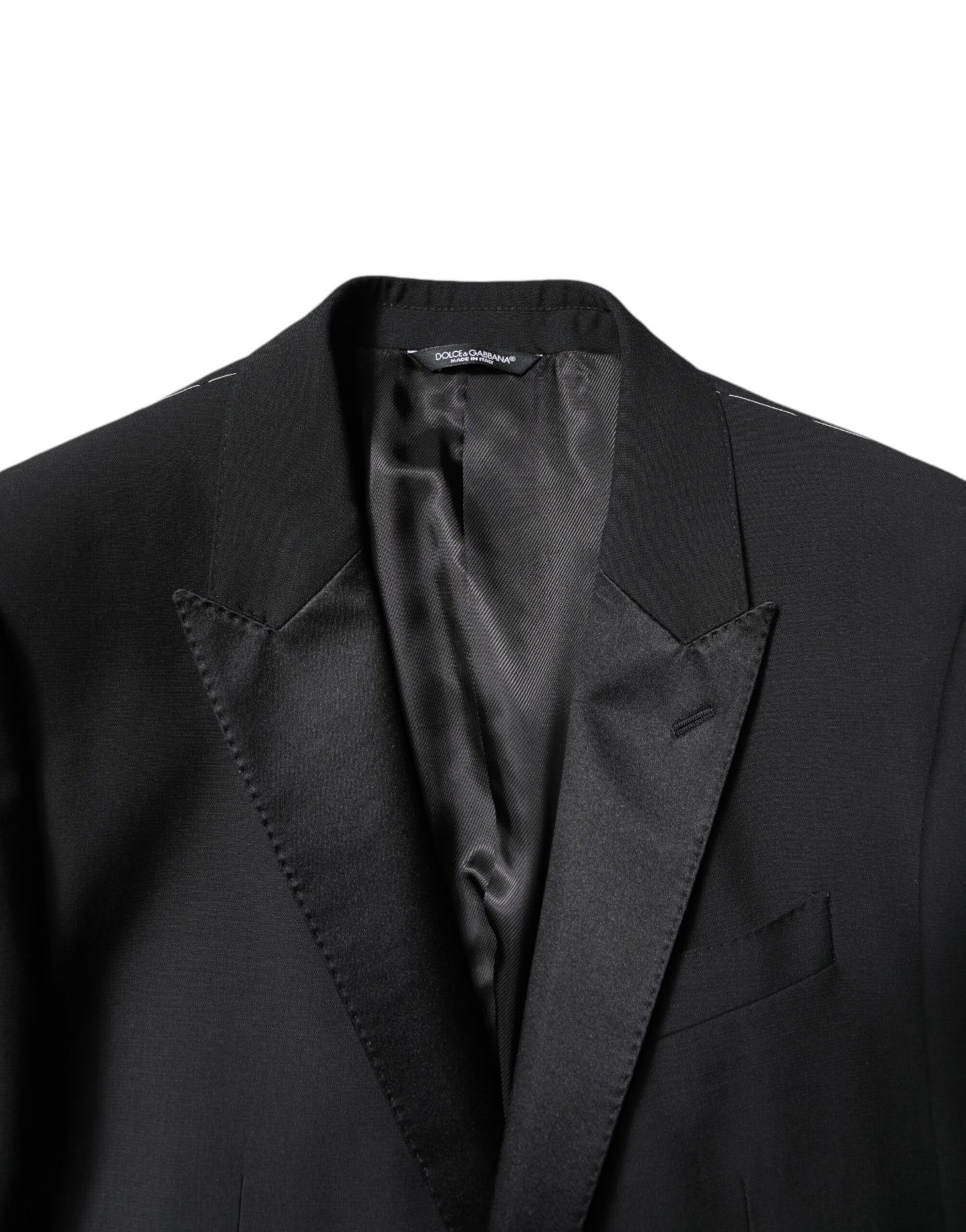 Dolce &amp; Gabbana – Schwarzer, einreihiger, zweiteiliger Anzug aus Wolle