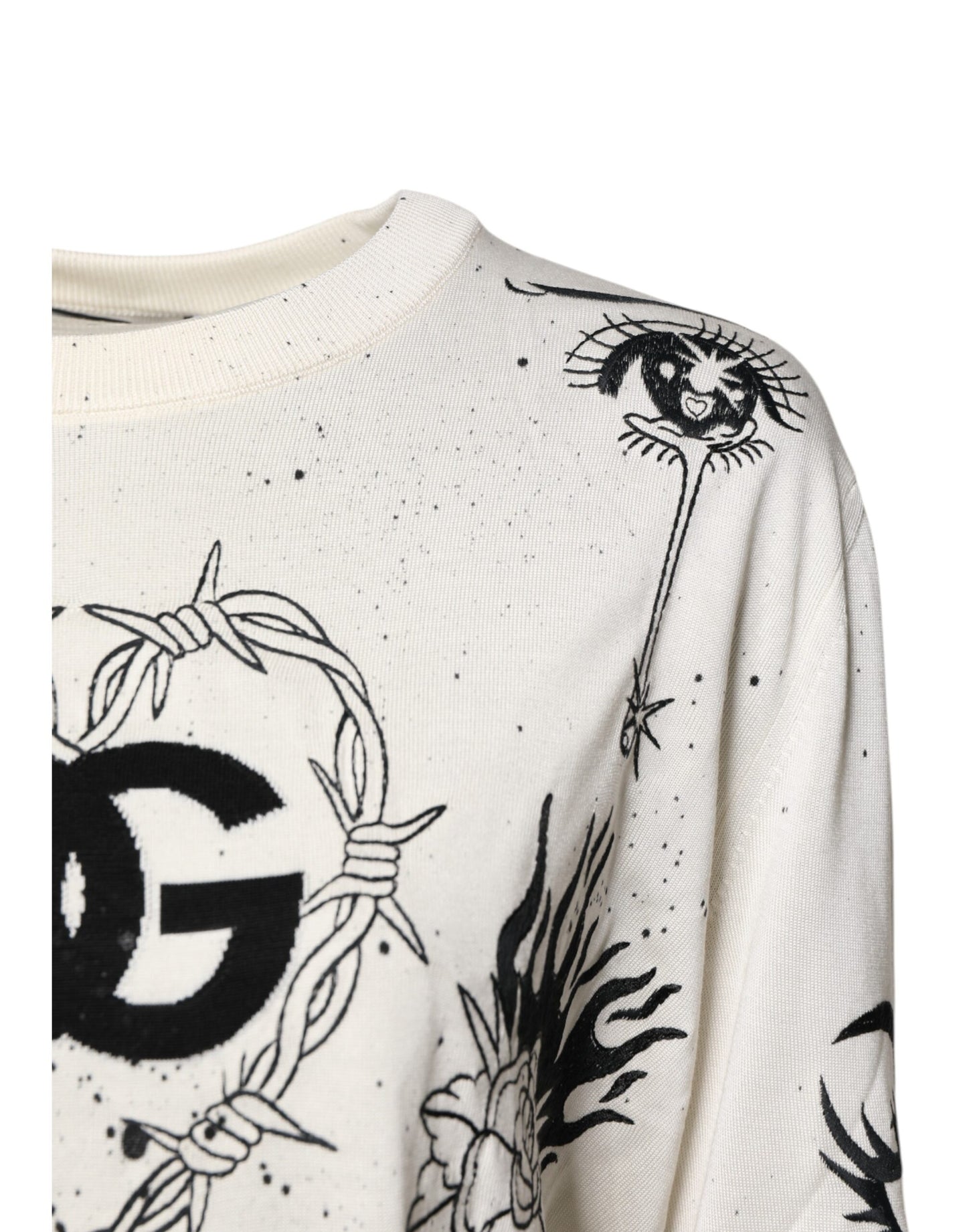 Dolce &amp; Gabbana Weißer Pullover mit Logo-Engel-Print für Damen