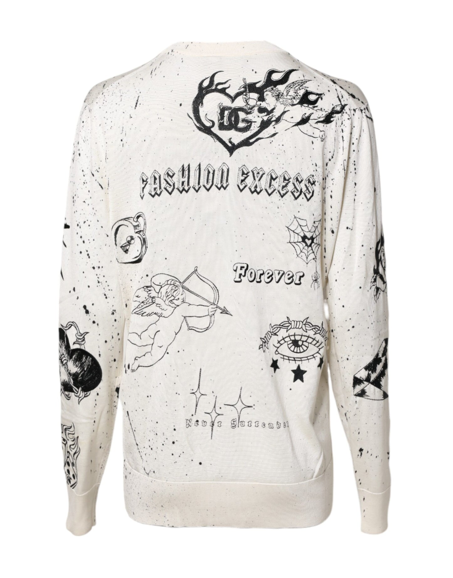 Dolce &amp; Gabbana Weißer Pullover mit Logo-Engel-Print für Damen