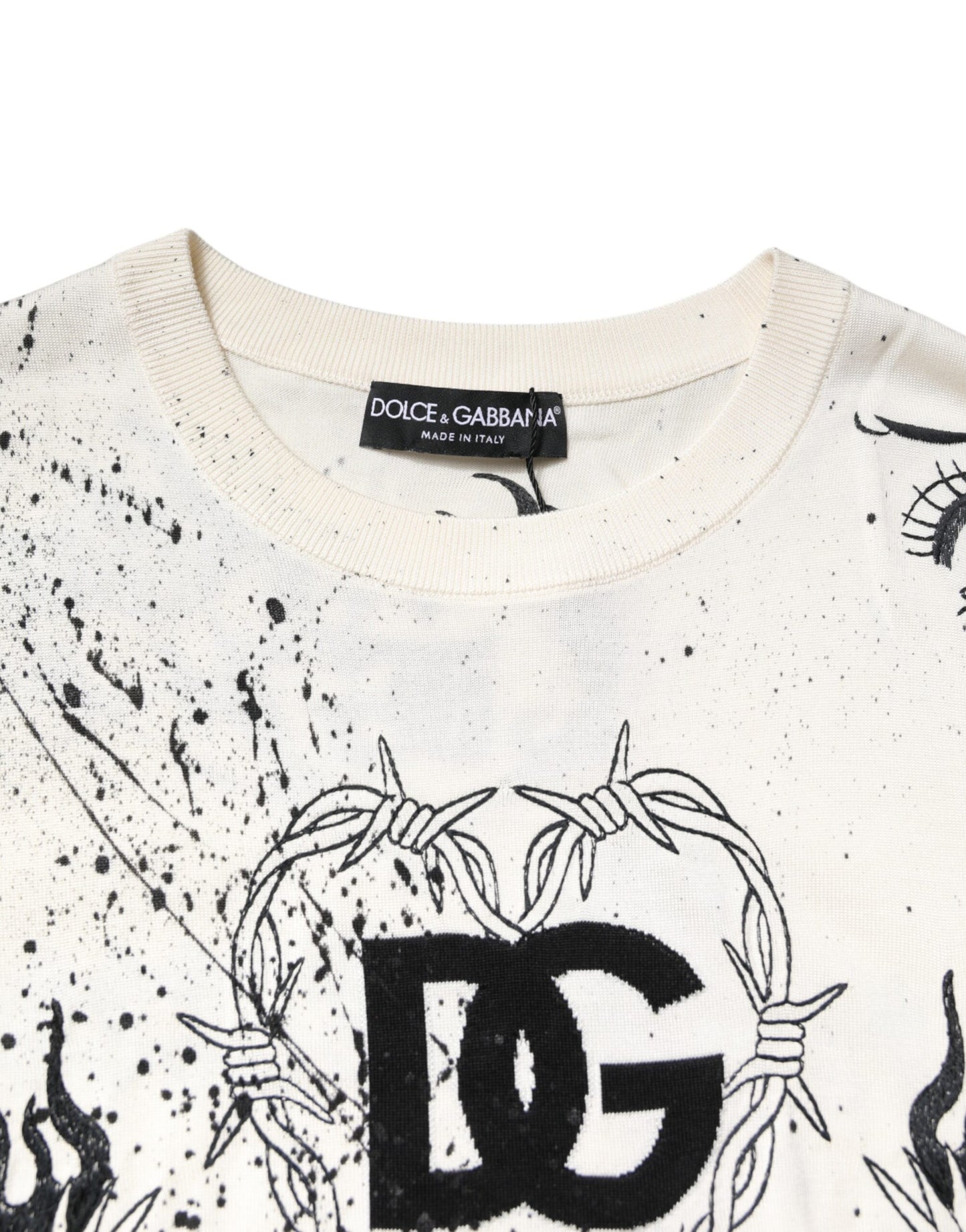 Dolce &amp; Gabbana Weißer Pullover mit Logo-Engel-Print für Damen