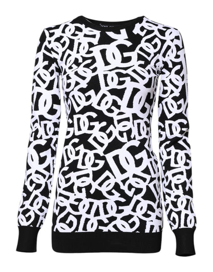 Dolce &amp; Gabbana Schwarz-Weiß-Logo-Print Damen Pullover