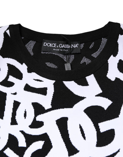 Dolce &amp; Gabbana Schwarz-Weiß-Logo-Print Damen Pullover