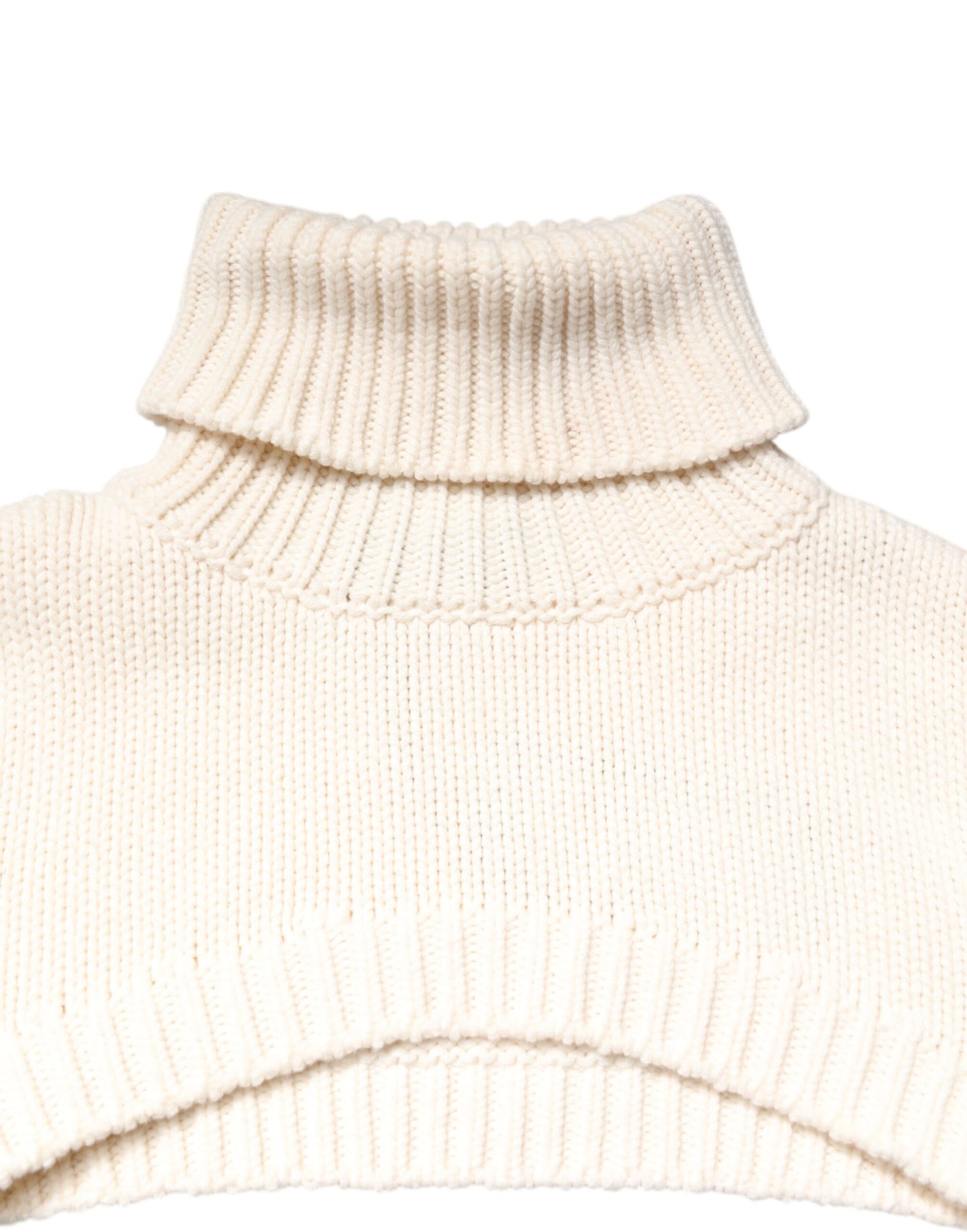 Dolce &amp; Gabbana – Kurzer Rollkragenpullover aus Kaschmir in Elfenbein