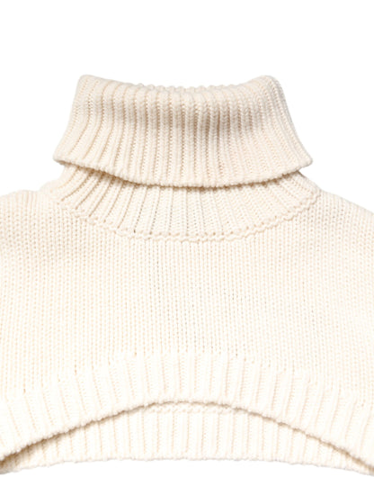 Dolce &amp; Gabbana – Kurzer Rollkragenpullover aus Kaschmir in Elfenbein