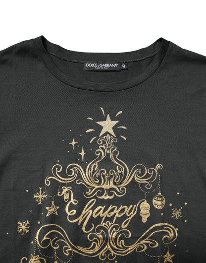 Dolce &amp; Gabbana – Schwarzes, kurzärmliges T-Shirt aus Baumwolle mit Rundhalsausschnitt