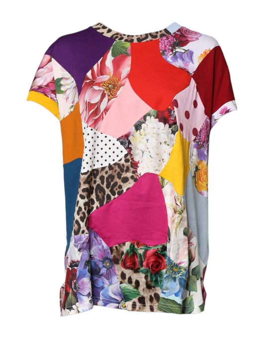 Dolce &amp; Gabbana Mehrfarbiges Patchwork-Bluse-Top mit kurzen Ärmeln