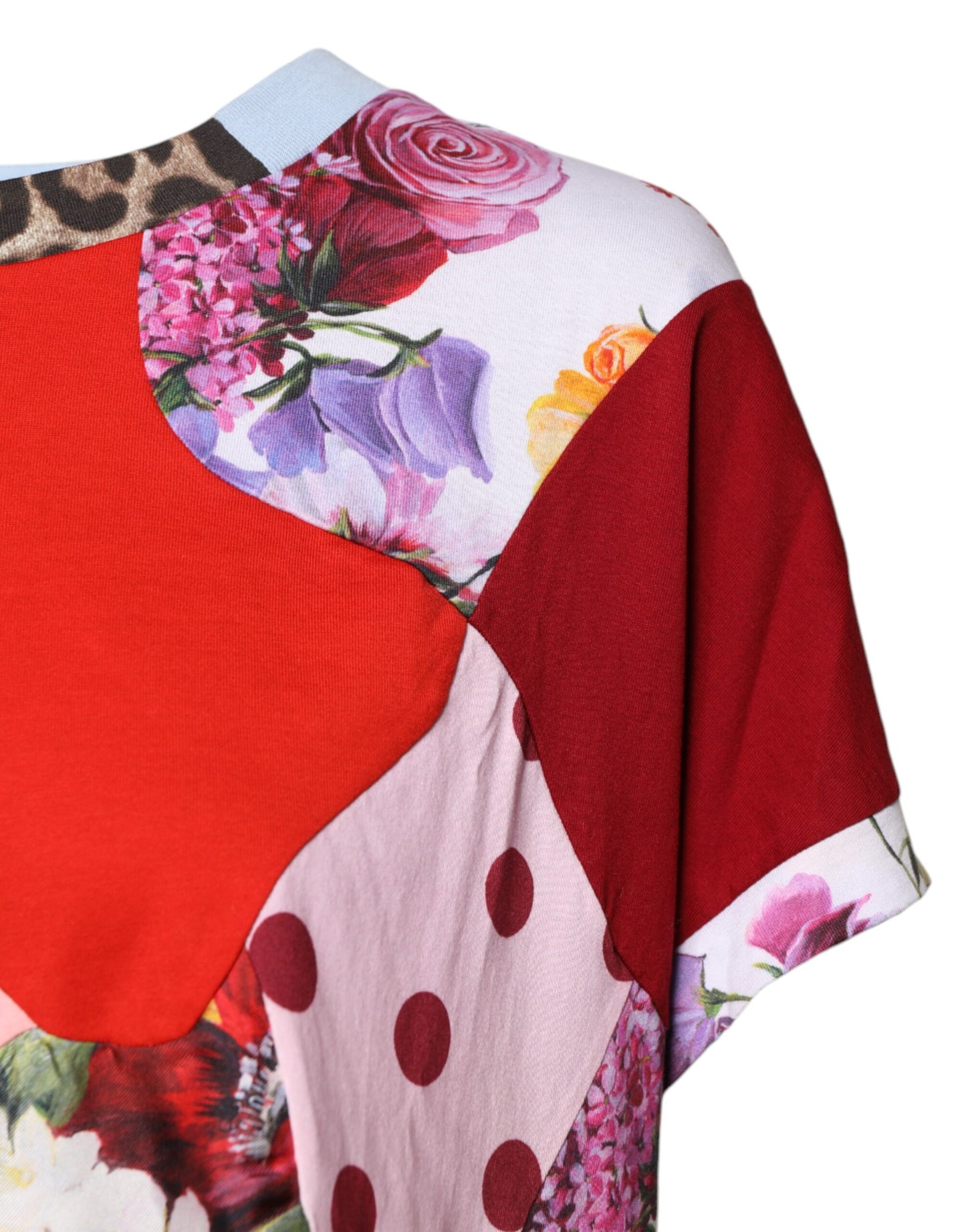 Dolce &amp; Gabbana Mehrfarbiges Patchwork-Bluse-Top mit kurzen Ärmeln