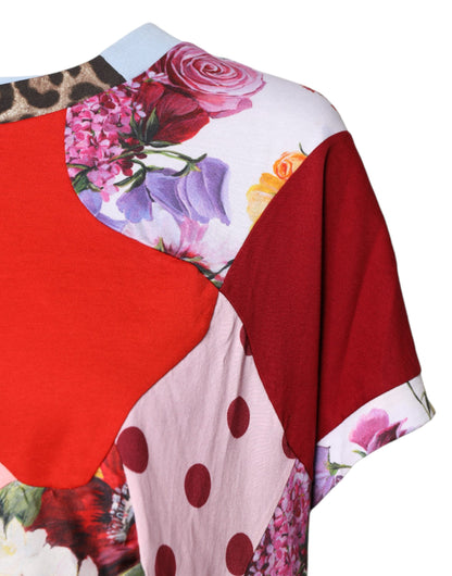 Dolce &amp; Gabbana Mehrfarbiges Patchwork-Bluse-Top mit kurzen Ärmeln