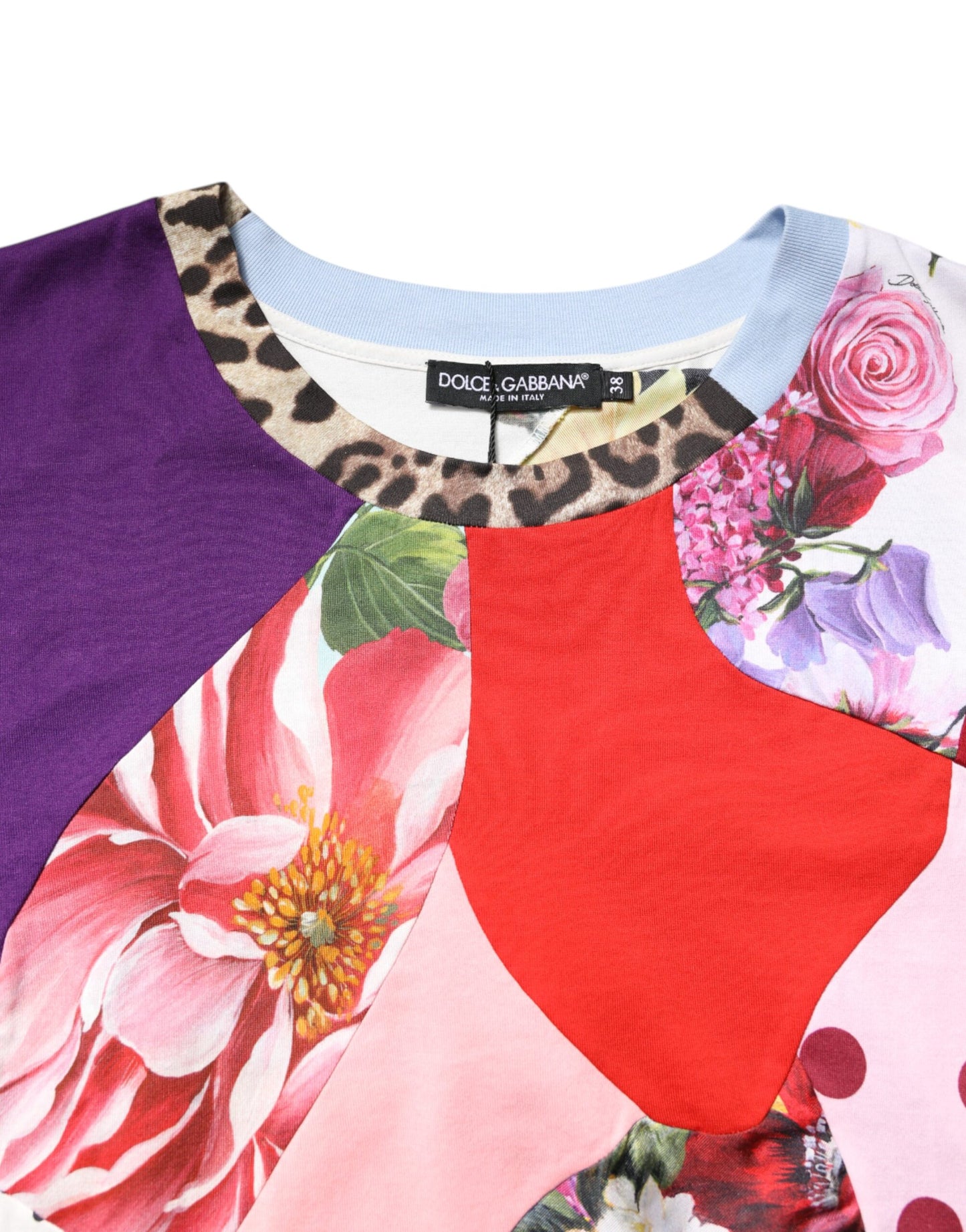 Dolce &amp; Gabbana Mehrfarbiges Patchwork-Bluse-Top mit kurzen Ärmeln