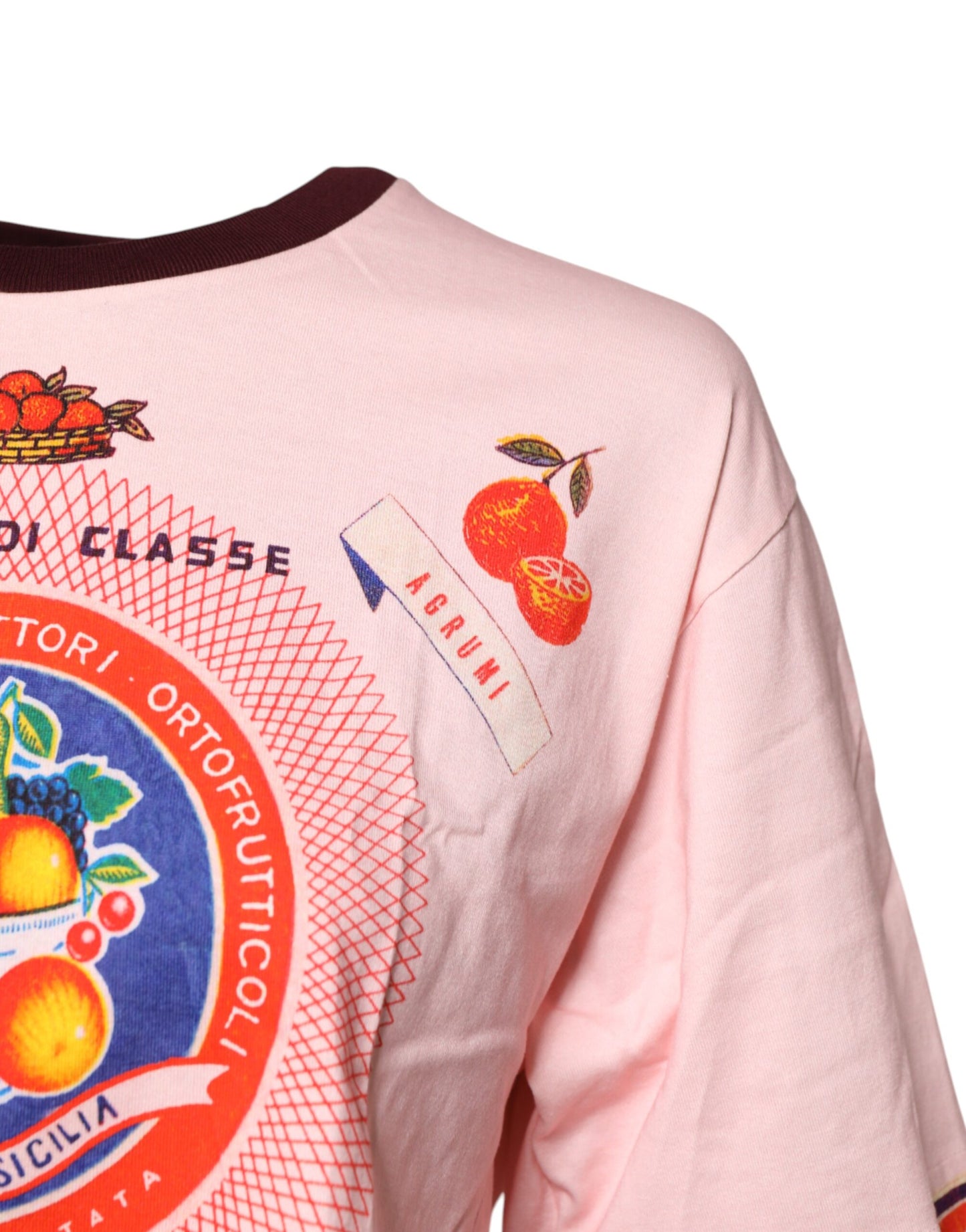 Dolce &amp; Gabbana – Kurzes Oberteil aus Baumwolle mit rosa Aufdruck und kurzen Ärmeln