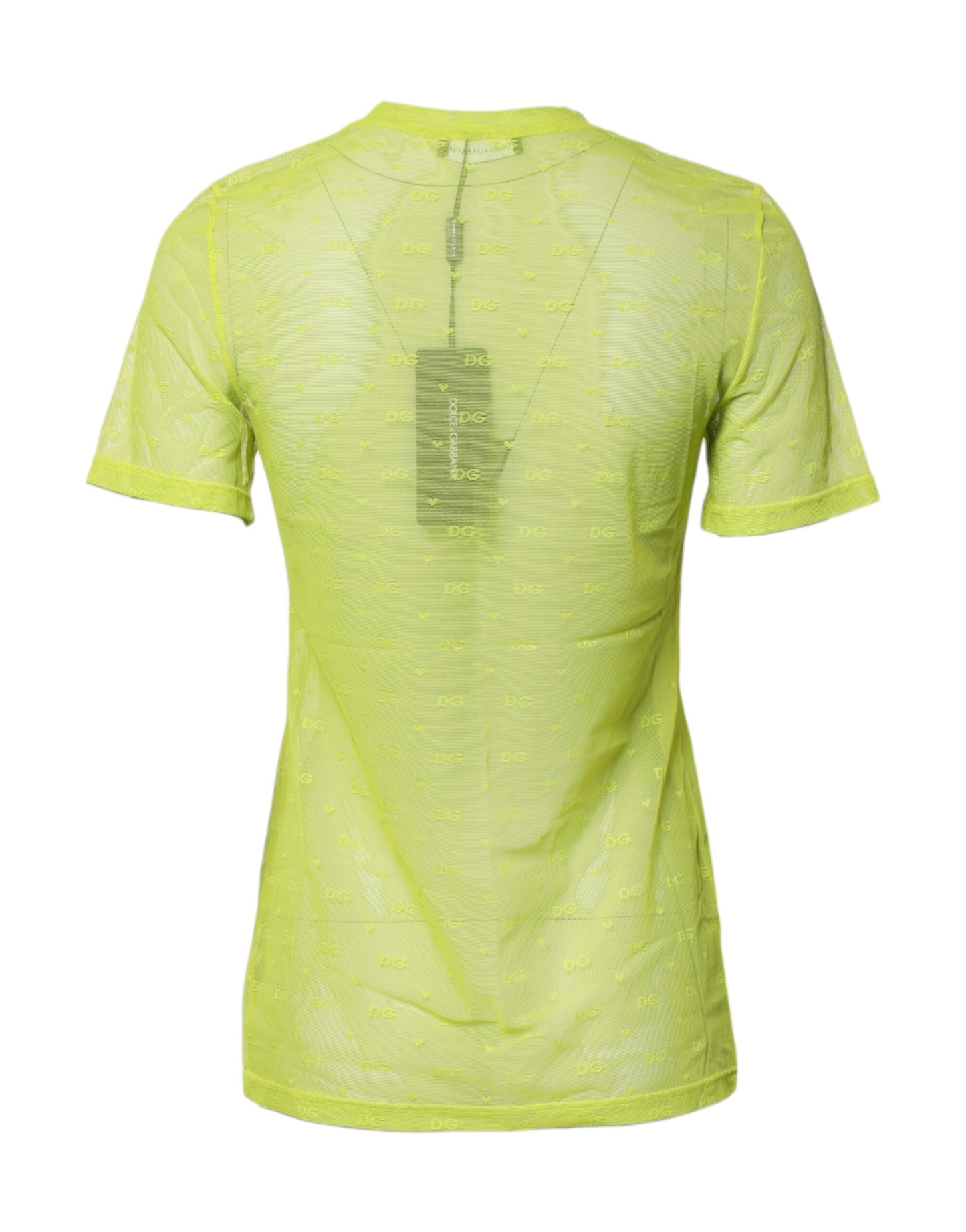 Dolce &amp; Gabbana – Durchsichtiges Top aus grünem Nylon für Damen mit kurzen Ärmeln