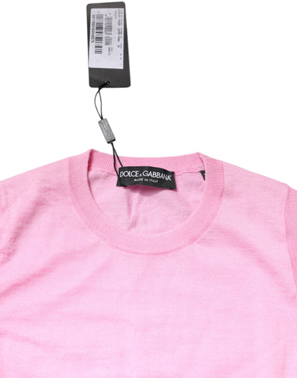 Dolce &amp; Gabbana – Ärmelloses Tanktop aus Kaschmir in Rosa mit Rundhalsausschnitt