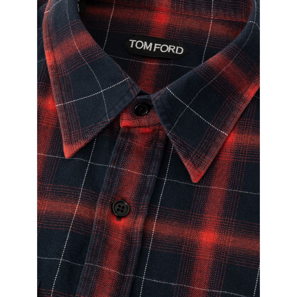 Tom Ford Hemd mit zweifarbigem Leinenmuster