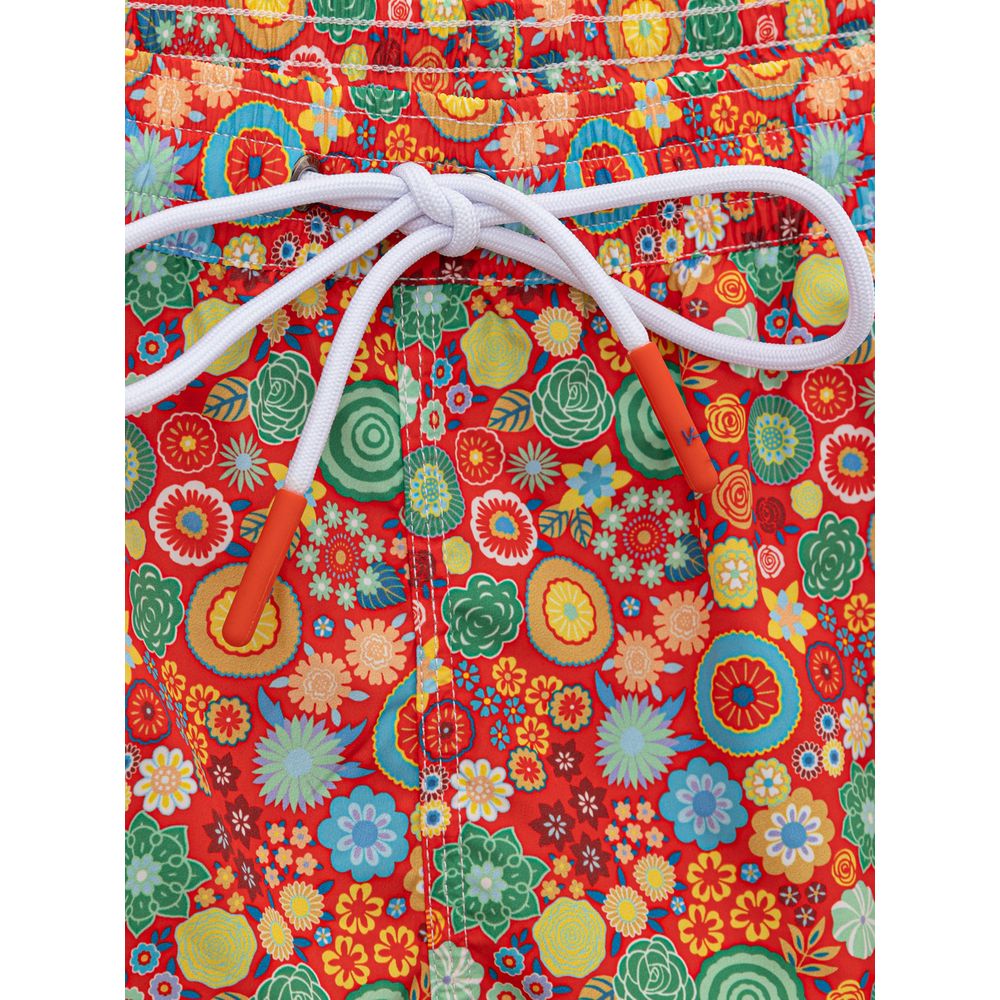 Isaia Red Polyester Swim Shorts