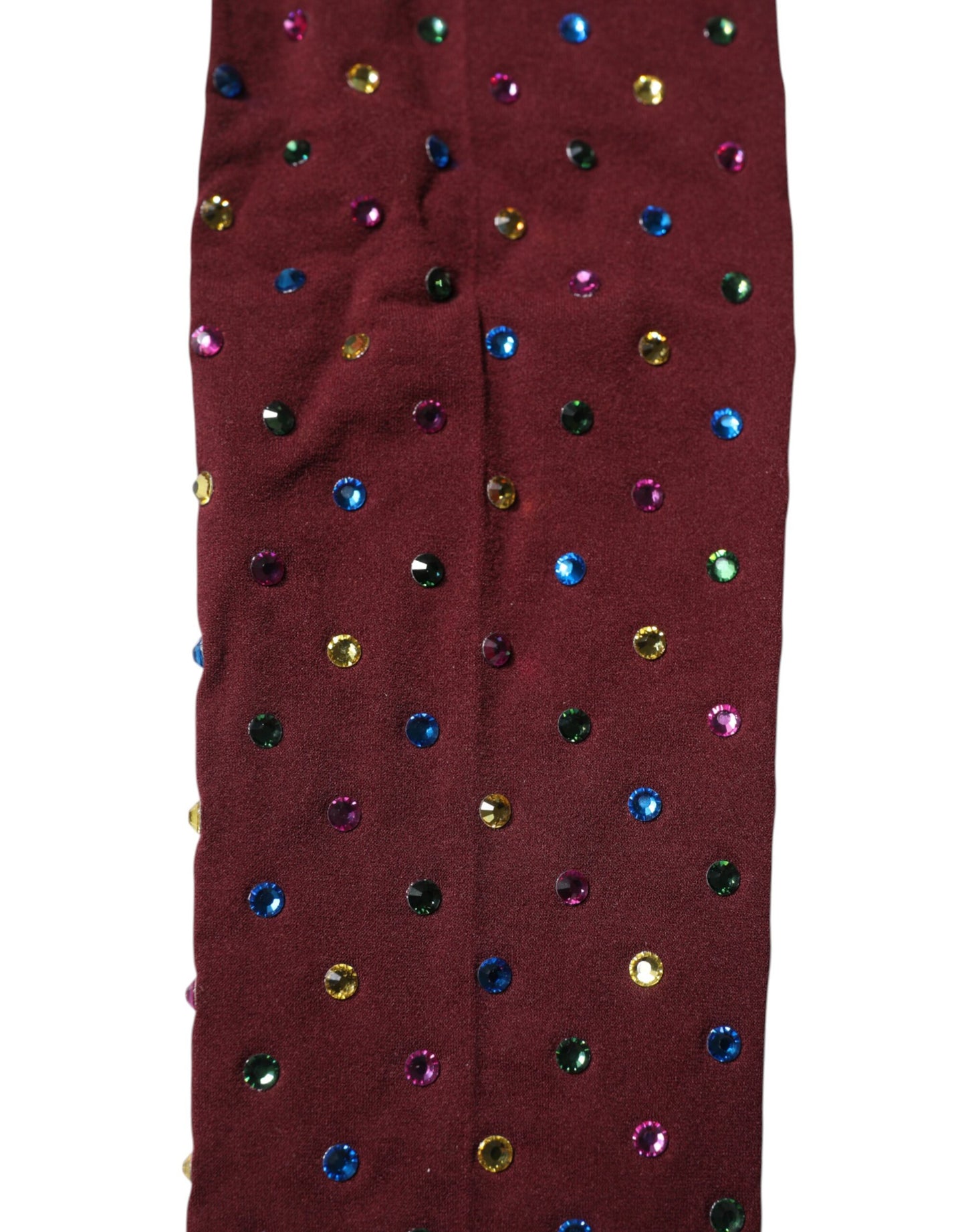 Dolce &amp; Gabbana – Kastanienbraune Nylon-Strumpfhose mit Kristallverzierung
