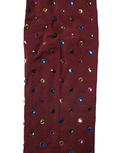 Dolce &amp; Gabbana – Kastanienbraune Nylon-Strumpfhose mit Kristallverzierung