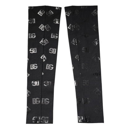 Dolce & Gabbana Black DG Logo Monogram Wool Stretch Arm Sleeves