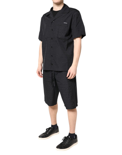 Dolce &amp; Gabbana Herren-Pyjama-Set aus schwarzer Baumwolle, Nachtwäsche