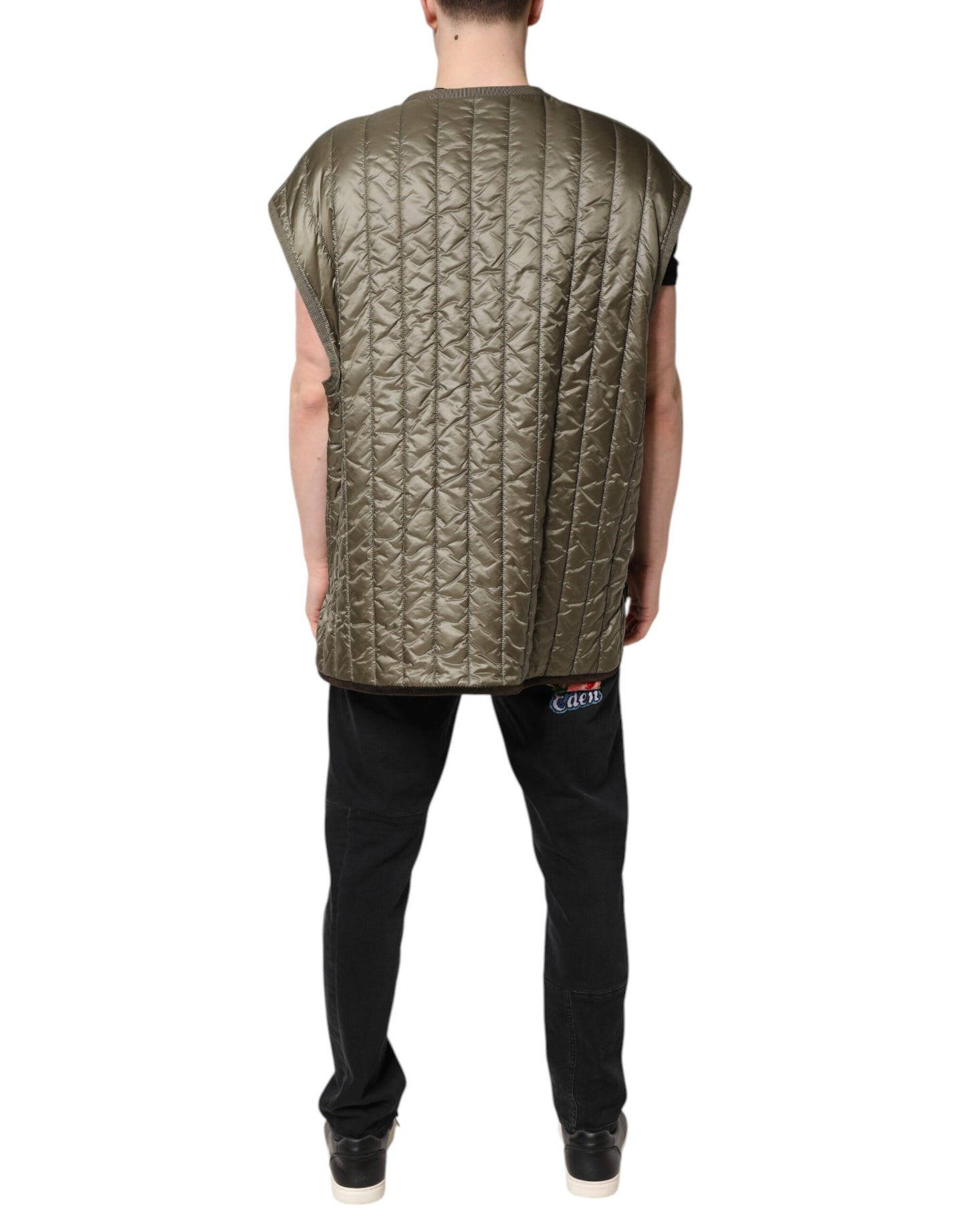 Dolce &amp; Gabbana – Gesteppte Weste mit braunem Logo-Schild