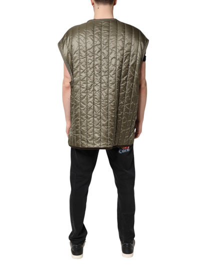 Dolce &amp; Gabbana – Gesteppte Weste mit braunem Logo-Schild