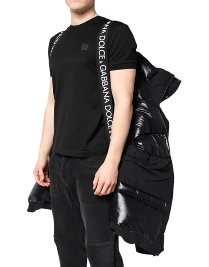 Dolce &amp; Gabbana – Parka aus schwarzem Nylon mit durchgehendem Reißverschluss und Kapuze